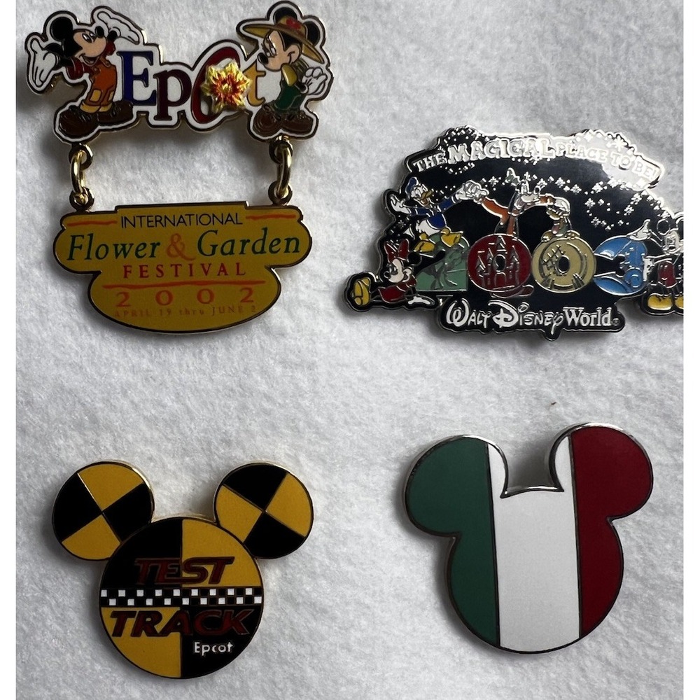 Disney Parks Pin Lot 4 EPCOT 2002 Flower Garden Test Track Italy WDW